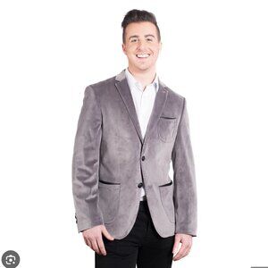 NWT Elie Balleh Soft Velvet Jacket | Made In Italy | Gray Sportcoat Size 34-36 S